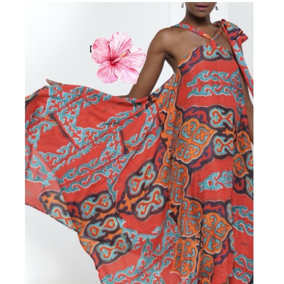 Printed asymmetrical sleeveless dress - Picture 2 of 4